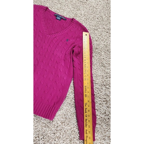 Ralph Lauren Sport Womens Pink Fushia Sweater Size Large BluePony Cable Knit Top - Picture 9 of 10